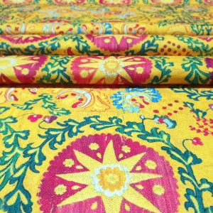 Mustard Uzbek Medallion Fabric