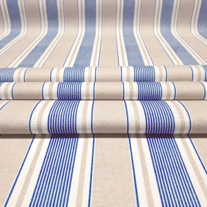 Navy Beige Ticking Stripes Fabric