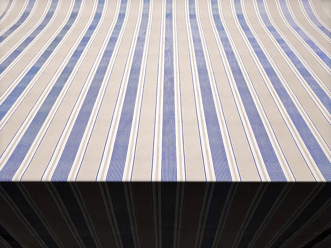 Navy Beige Ticking Stripes Fabric