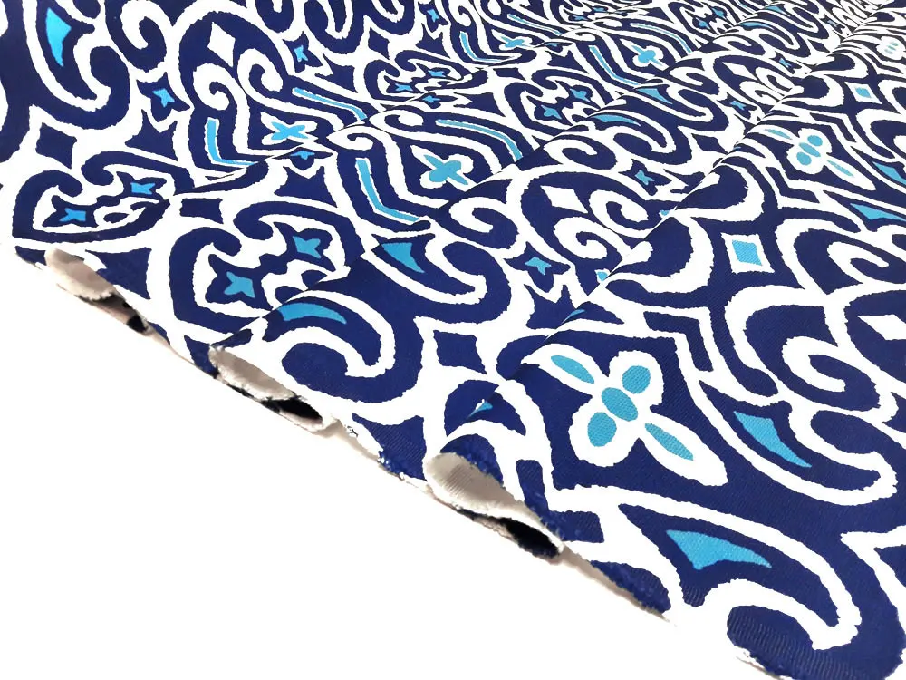 Navy Blue Damask Marine Fabric