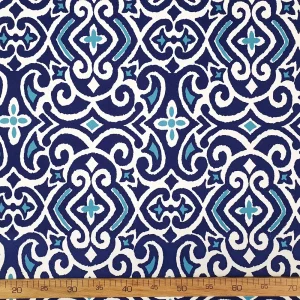 Navy Blue Damask Marine Fabric