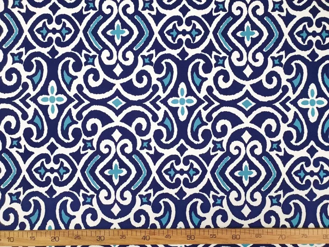 Navy Blue Damask Marine Fabric