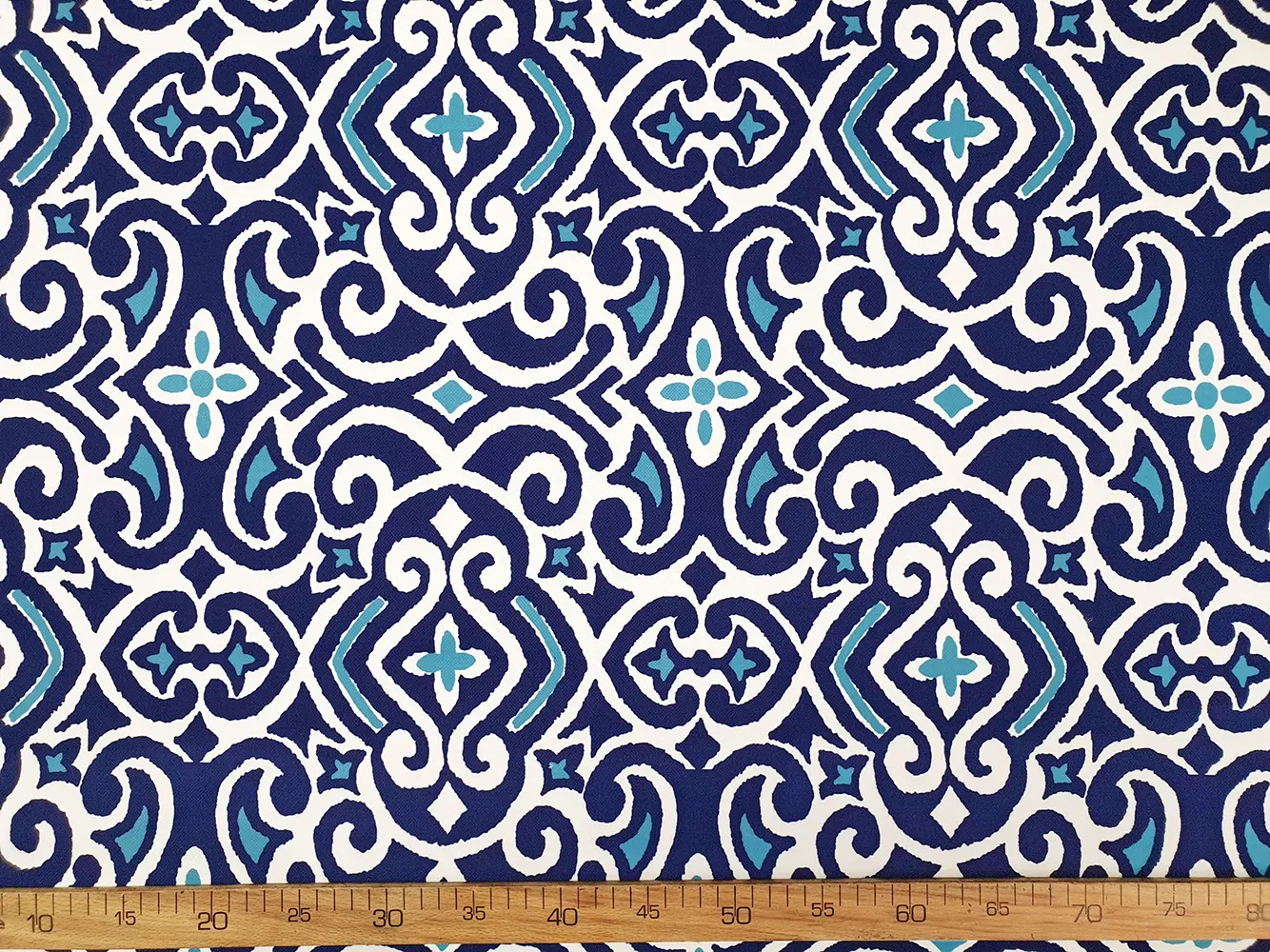 Navy Blue Damask Marine Fabric