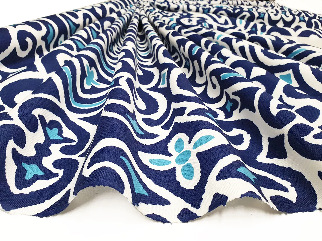 Navy Blue Damask Marine Fabric