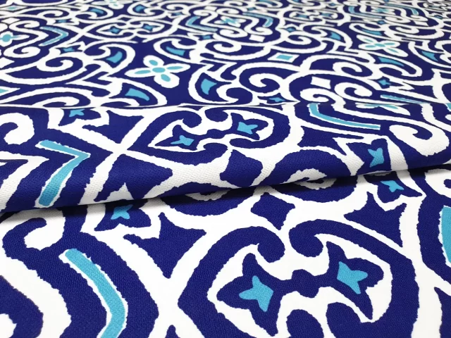 Navy Blue Damask Marine Fabric
