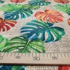 Orange Green Monstera Leaves Fabric