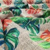 Orange Green Monstera Leaves Fabric