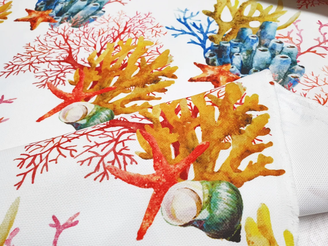 Orange Yellow Coral Reef Fabric