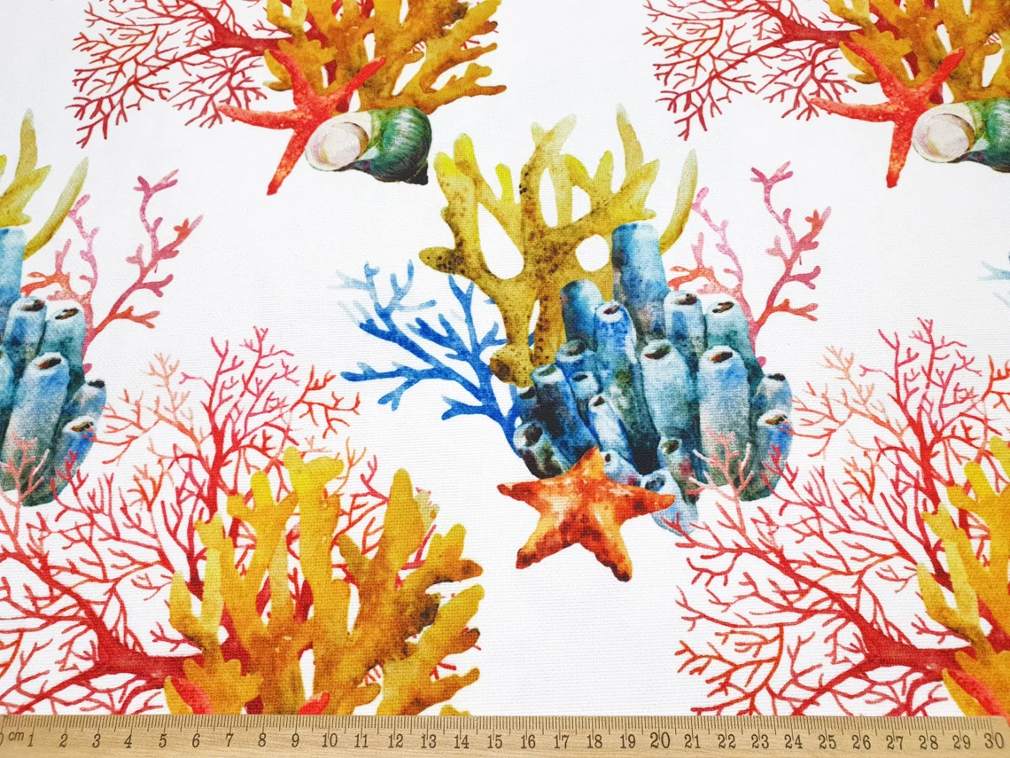 Orange Yellow Coral Reef Fabric