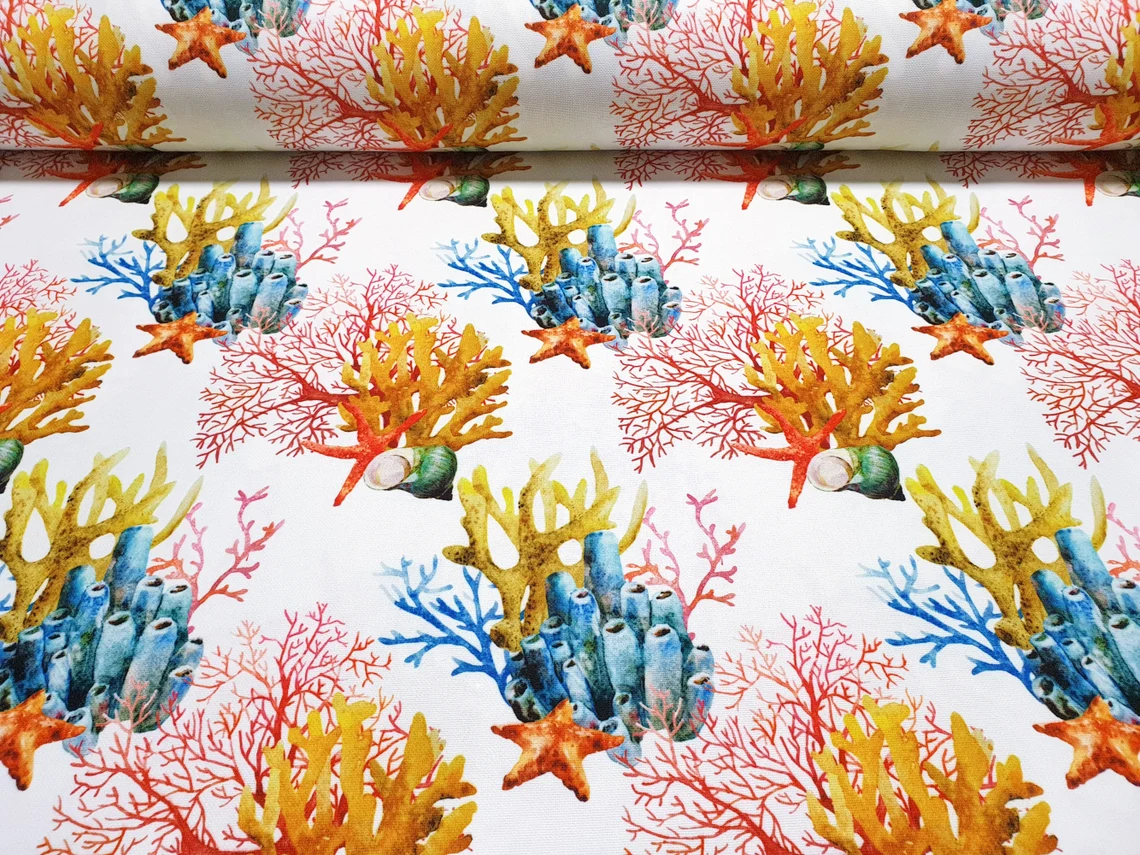 Orange Yellow Coral Reef Fabric