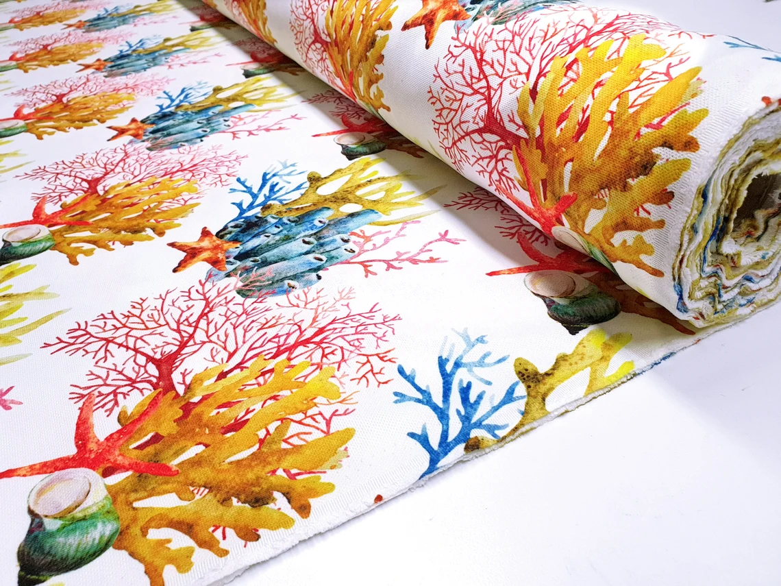 Orange Yellow Coral Reef Fabric