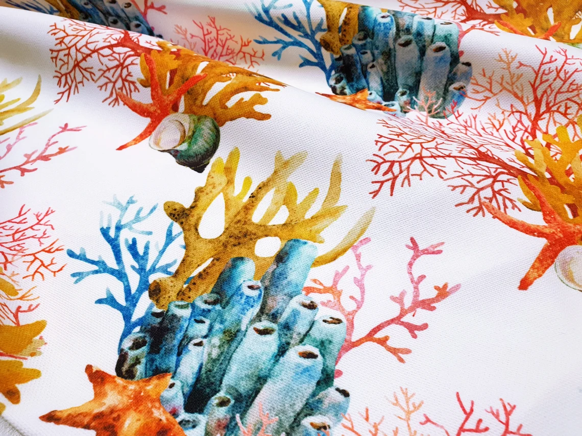 Orange Yellow Coral Reef Fabric