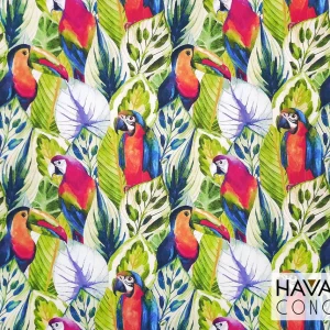 Parrots and Toucans Print Jungle Birds Fabric
