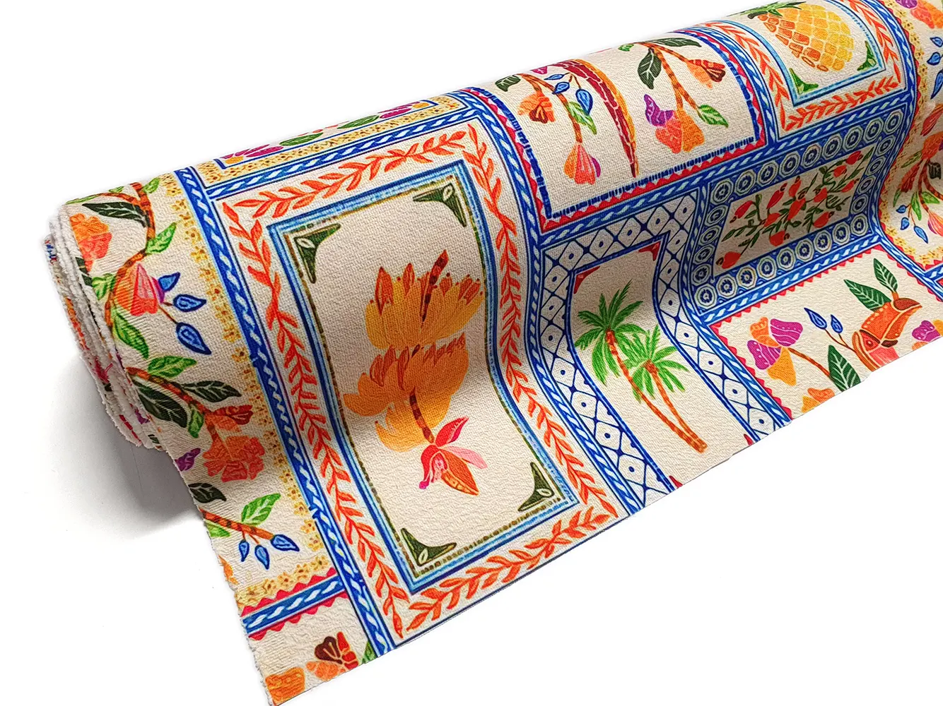 Persian Ceramic Tiles and Birds Fabric