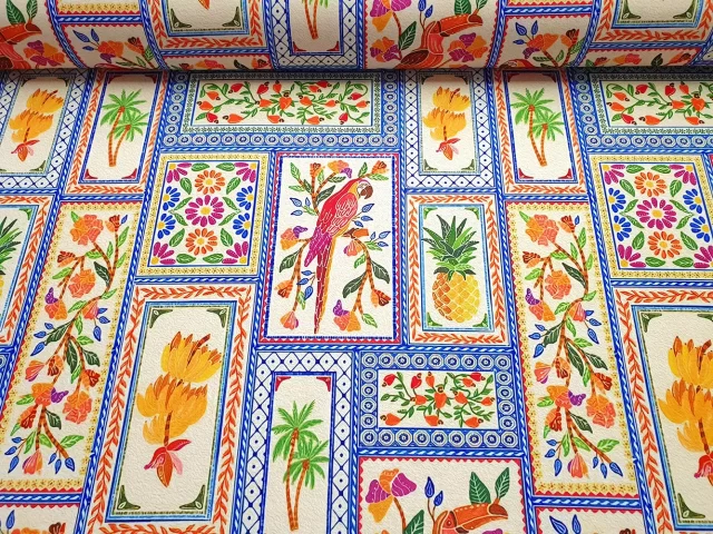 Persian Ceramic Tiles and Birds Fabric