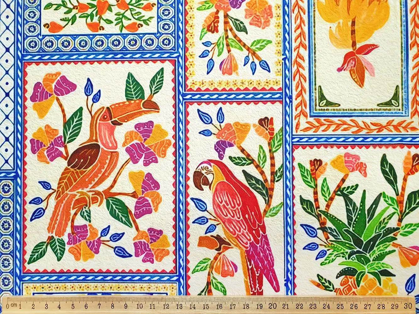 Persian Ceramic Tiles and Birds Fabric