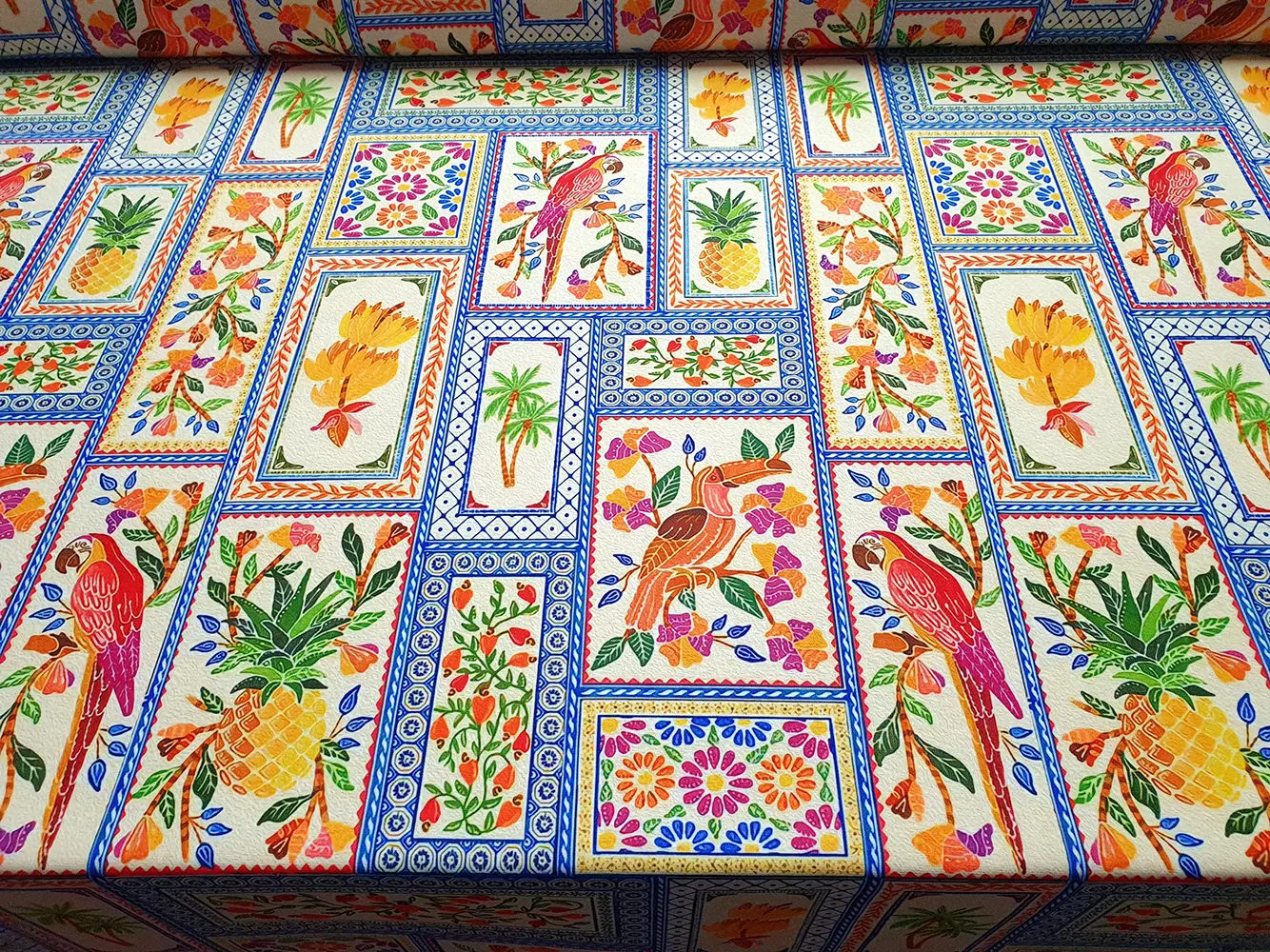 Persian Ceramic Tiles and Birds Fabric