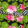 Pink Hibiscus Floral Chevron Fabric