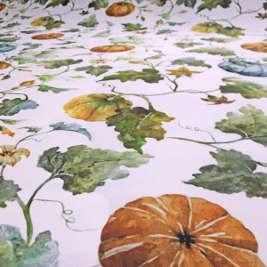 Pumpkin and Autumn Leaves Fabric