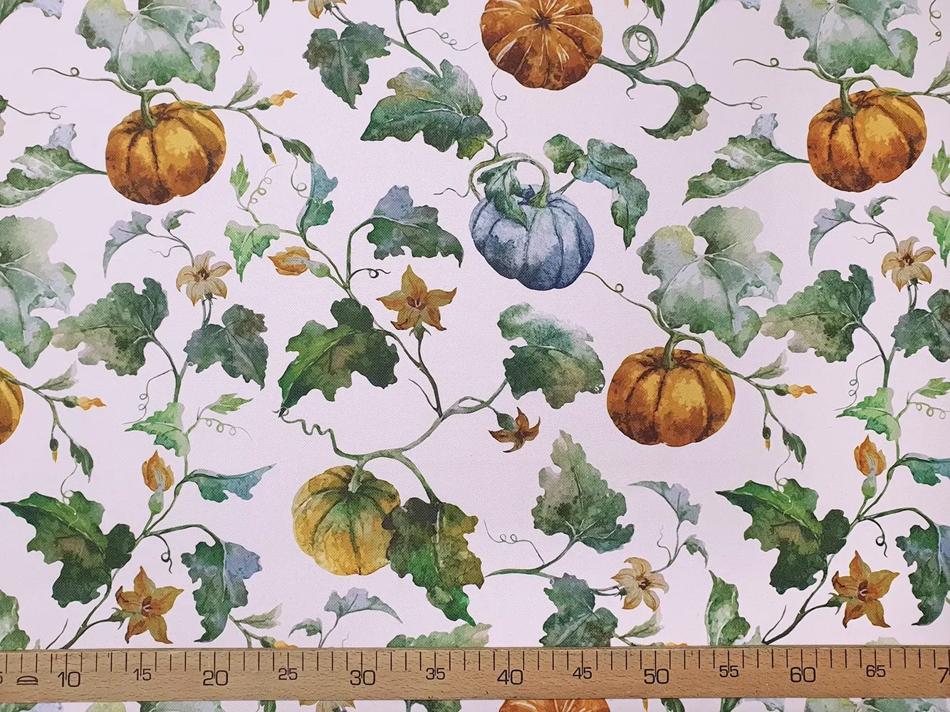Pumpkin and Autumn Leaves Fabric