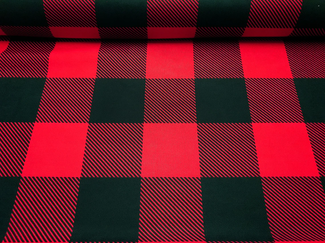 Red and Black Large Gingham Fabric