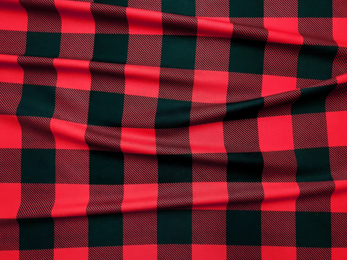 Red and Black Large Gingham Fabric