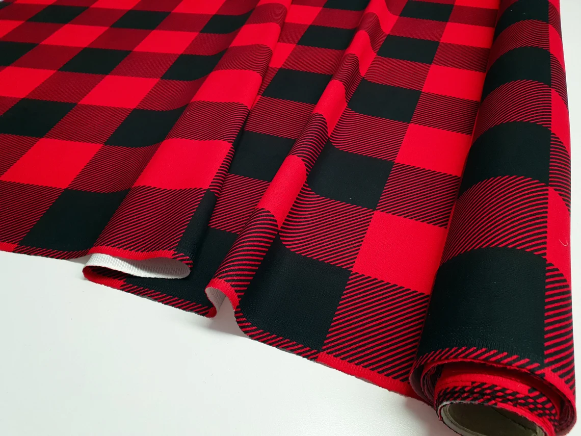 Red and Black Large Gingham Fabric