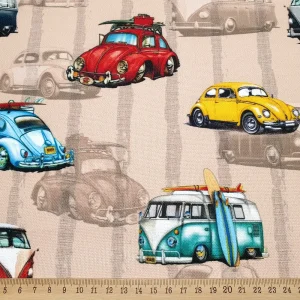 Retro Cars and Vans Fabric