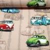 Retro Cars and Vans Fabric