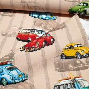Retro Cars and Vans Fabric