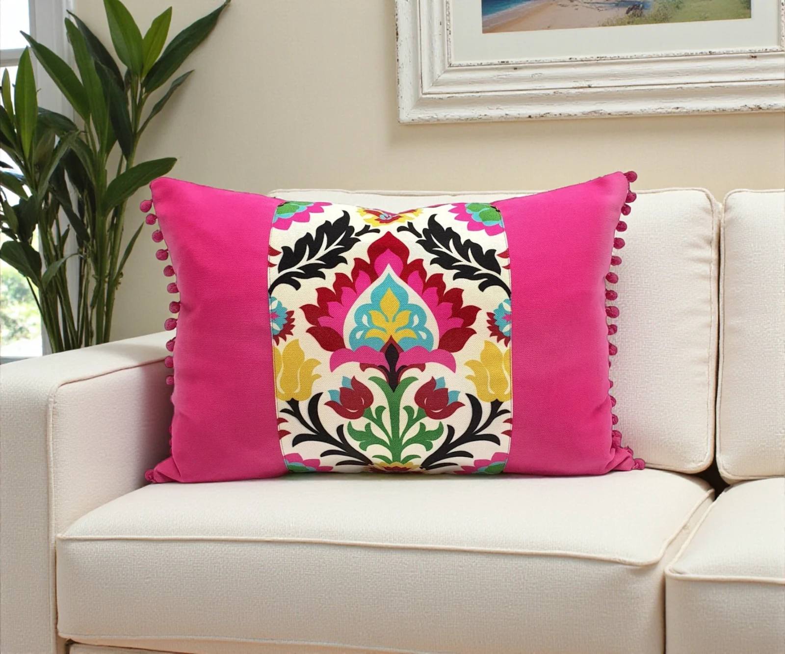 Santa Maria Desert Flower Pom-Pom Pillow Cover