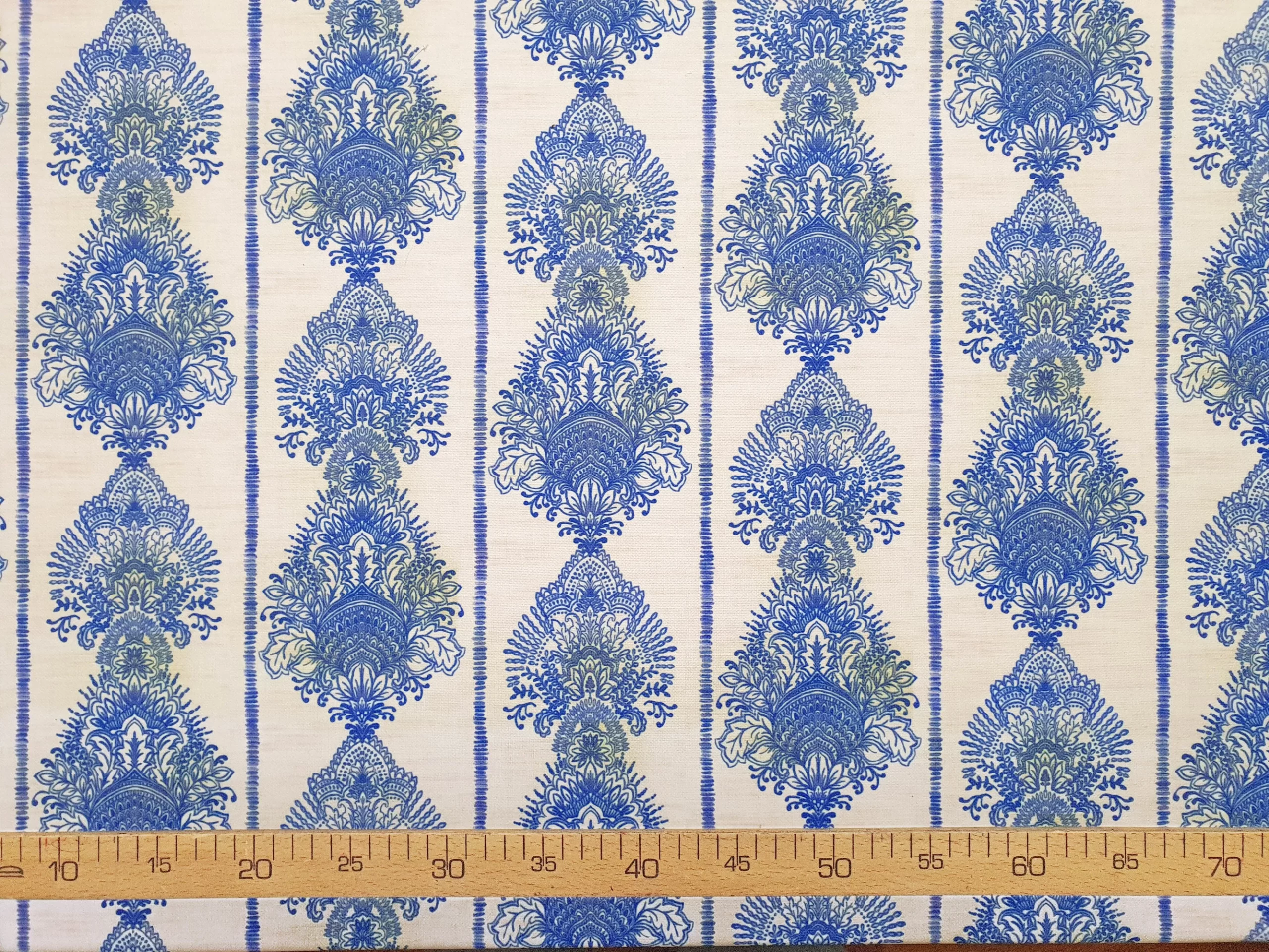 Soft Blue Retro Damask Fabric
