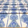 Soft Blue Retro Damask Fabric