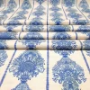 Soft Blue Retro Damask Fabric