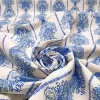 Soft Blue Retro Damask Fabric
