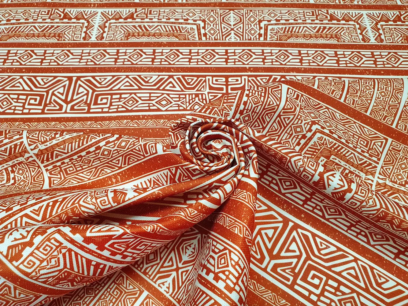 Terracotta Aztec Fabric