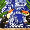 Toucan Birds and Azulejo Tiles Fabric