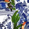 Toucan Birds and Azulejo Tiles Fabric