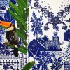 Toucan Birds and Azulejo Tiles Fabric