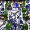 Toucan Birds and Azulejo Tiles Fabric