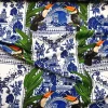 Toucan Birds and Azulejo Tiles Fabric