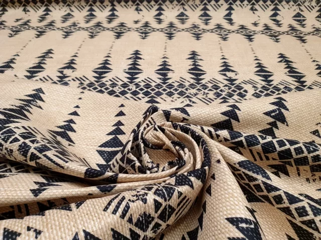 Black and Beige Tribal Aztec Print Fabric