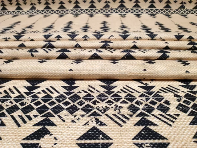 Black and Beige Tribal Aztec Print Fabric