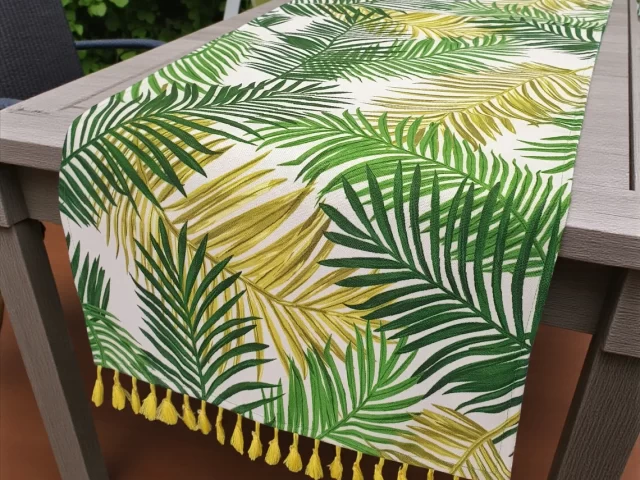 Palm Leaves Tassel Table Runner