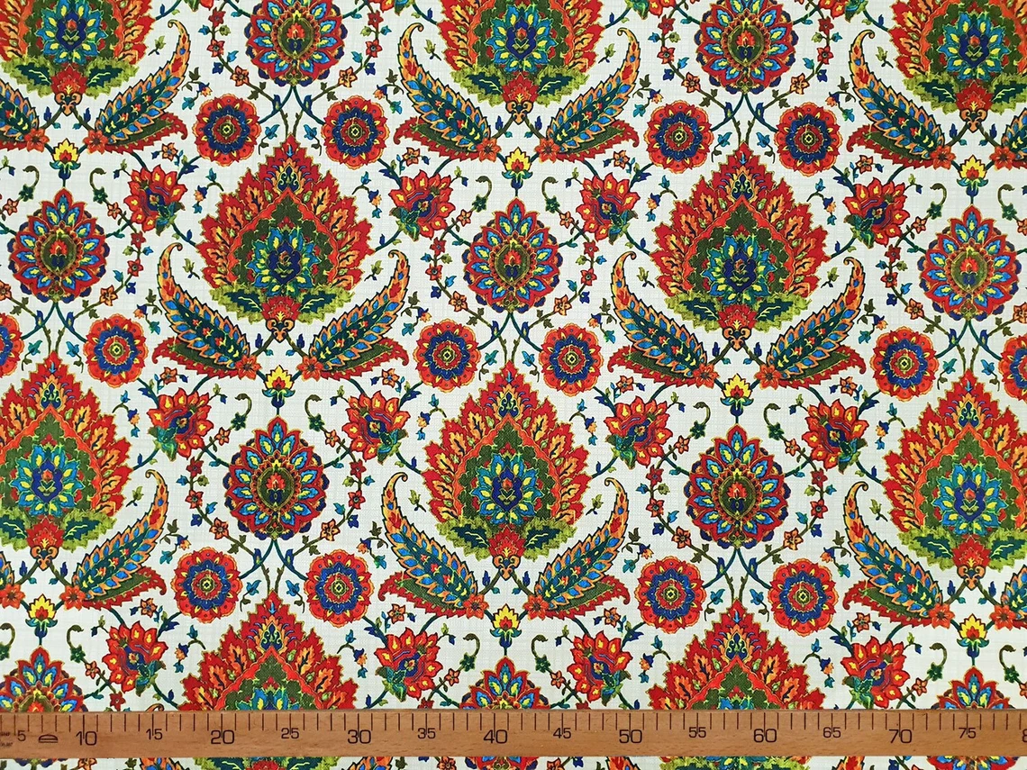 Turkish Ethnic Ottoman Flowers Fabric