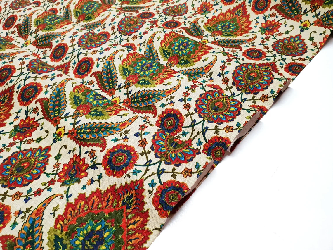 Turkish Ethnic Ottoman Flowers Fabric