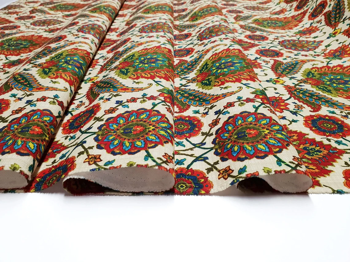 Turkish Ethnic Ottoman Flowers Fabric