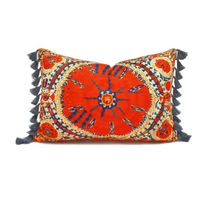 Uzbek Suzani Medallion Tassel Pillow Cover