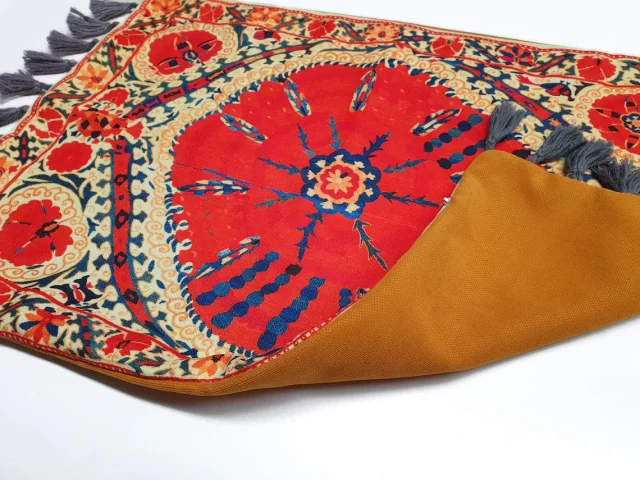 Uzbek Suzani Medallion Tassel Pillow Cover
