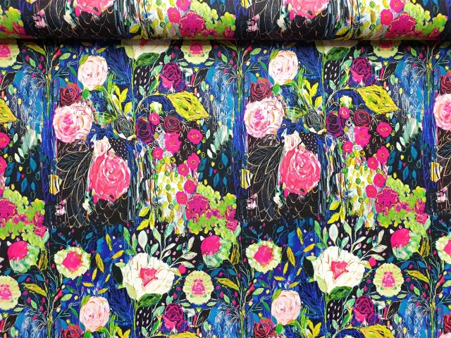 Vibrant Oil Paint Floral Fabric
